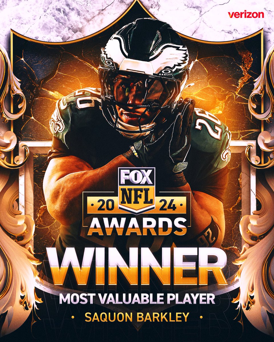 NFL on FOX Podcast (@nflonfoxpod) on Twitter photo Your 2024 MVP is <a href="/Eagles/">Philadelphia Eagles</a> RB Saquon Barkley, as voted on by NFL on FOX fans! 🏆 Your 2024 MVP is <a href="/Eagles/">Philadelphia Eagles</a> RB Saquon Barkley, as voted on by NFL on FOX fans! 🏆