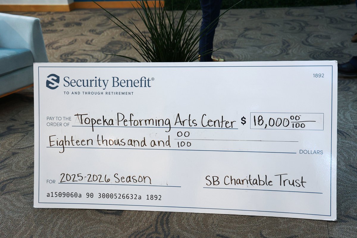 Community support is a large part of what makes bringing the Arts to Topeka possible and Security Benefit has been a longtime supporter of the Topeka Performing Arts Center.
We are grateful for the continued partnership and support they have provided. For that we say Thank you!
