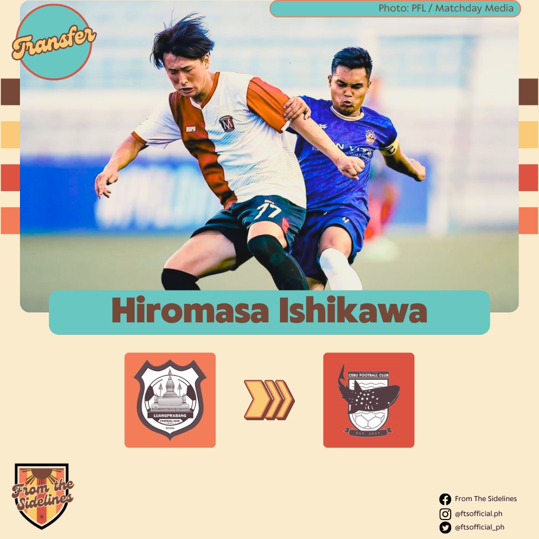 ftsofficial_ph's tweet photo. #Transfer: Hiromasa Ishikawa (22) reportedly will be joining Cebu FC after a stint with Laotian club Luang Prabang.

The former Mendiola forward played seven games last PFL season, scoring five and assisting three.  #CebuFC #HiromasaIshikawa #石川大雅 https://t.co/E5CPvG0jkk