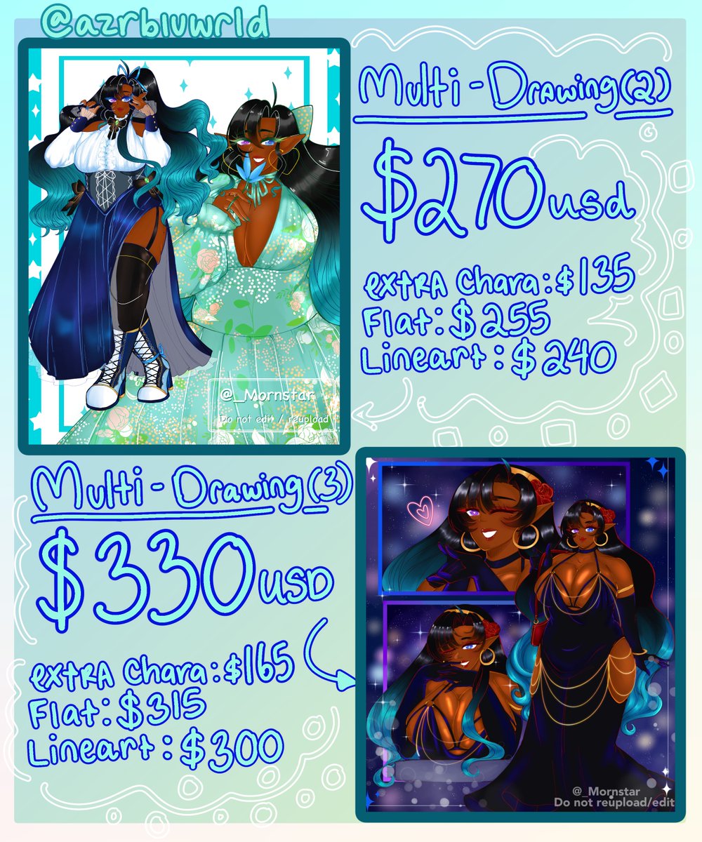 azrbluwrld's tweet image. I’m open and available for commission work. Message if interested!! ✦∘•
→ Full details: azrbluwrld.carrd.co ←
RTs appreciated!