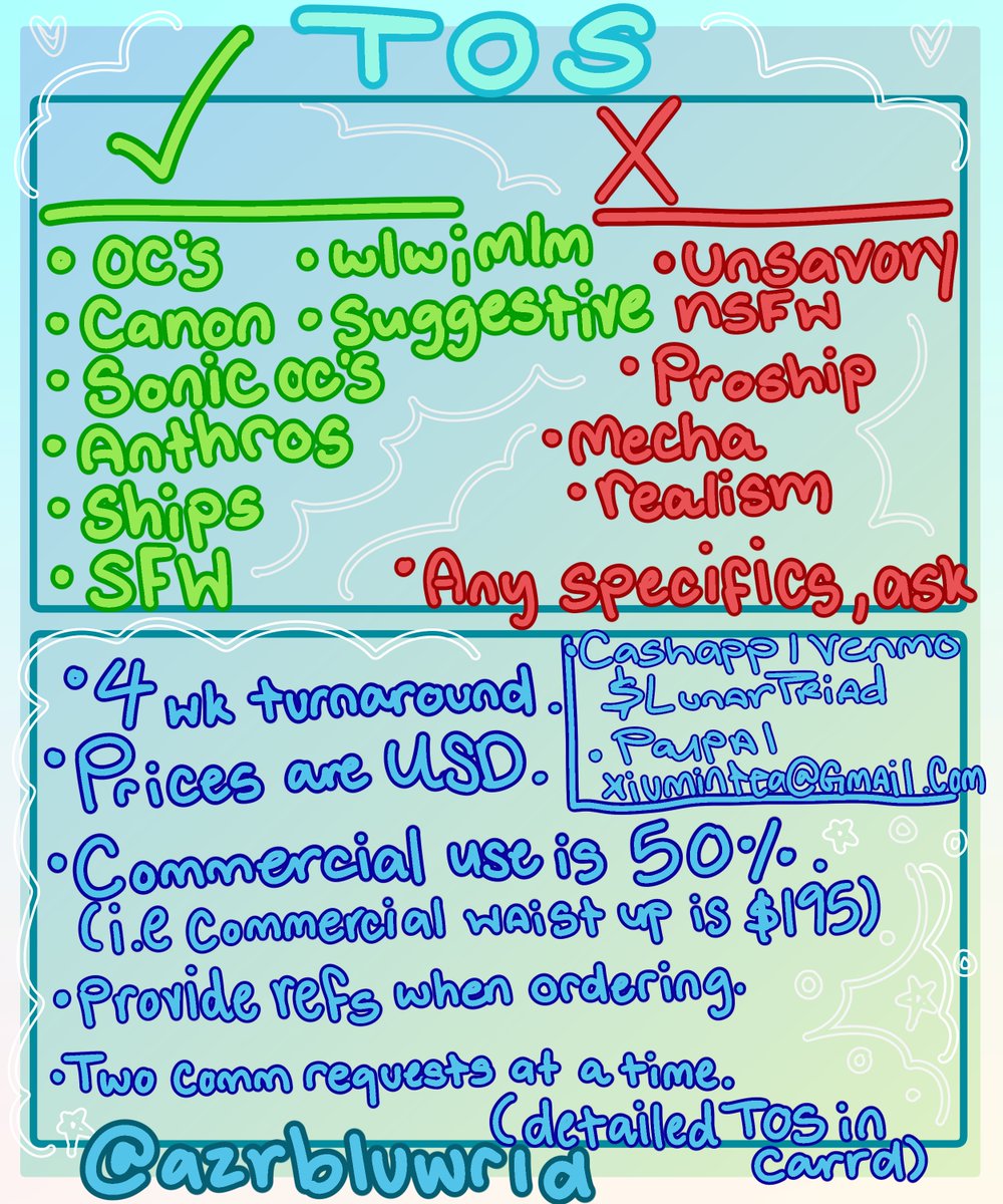 azrbluwrld's tweet image. I’m open and available for commission work. Message if interested!! ✦∘•
→ Full details: azrbluwrld.carrd.co ←
RTs appreciated!