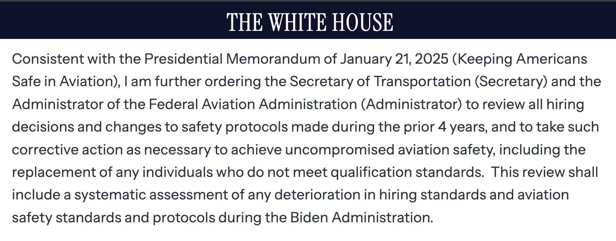 atrupar's tweet photo. Here's Trump's order pinning blame for the DCA crash on Obama, Biden, women, and people of color https://t.co/LoOU6reNO8