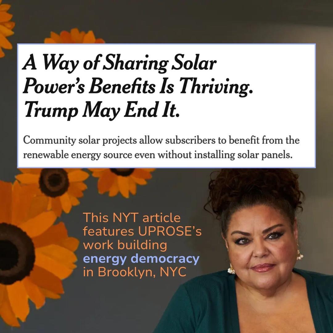 Climate Justice Alliance (CJA) 🌻 (@cjaourpower) on Twitter photo CJA member group <a href="/UPROSE/">Your People at UPROSE 🌻</a> is being featured in The New York Times for their work to make New York City’s first cooperatively-owned community solar project a reality! Sunset Park Solar is a 685-kilowatt solar project that will be built on the Brooklyn Army Terminal rooftop. CJA member group <a href="/UPROSE/">Your People at UPROSE 🌻</a> is being featured in The New York Times for their work to make New York City’s first cooperatively-owned community solar project a reality! Sunset Park Solar is a 685-kilowatt solar project that will be built on the Brooklyn Army Terminal rooftop.