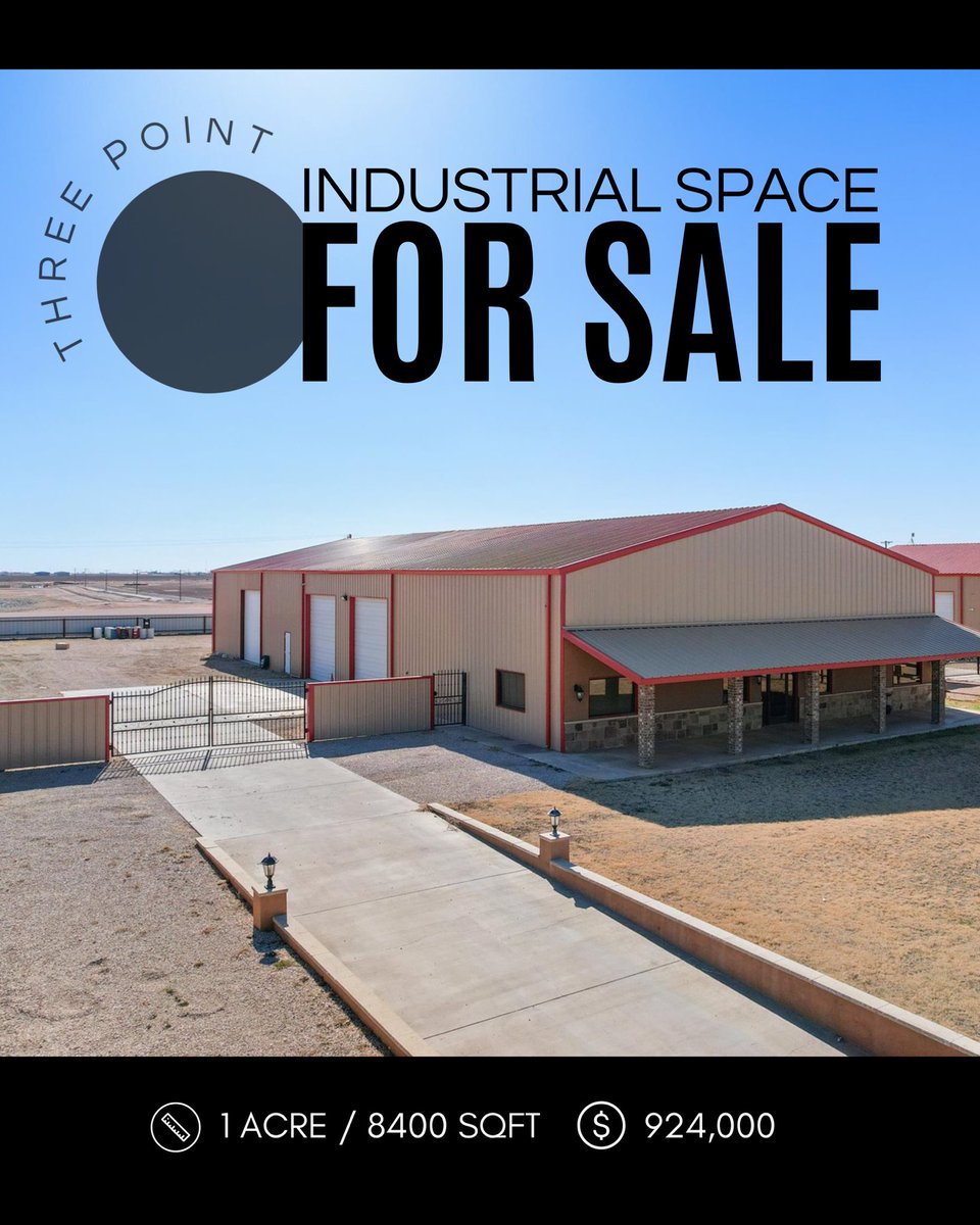 3PointRealty's tweet photo. NEWEST LISTING-
Commercial Industrial Space 
1 Acre | 8,400 SQFT Total
1,200 SQFT Office Space (2 offices + restroom)
7,200 SQFT Insulated Shop Space (bathroom + kitchenette)

Prime opportunity for a growing business—reach out for details.
•
#3PointCommercial  #TexasInvesting https://t.co/LXYQ2gqjw4