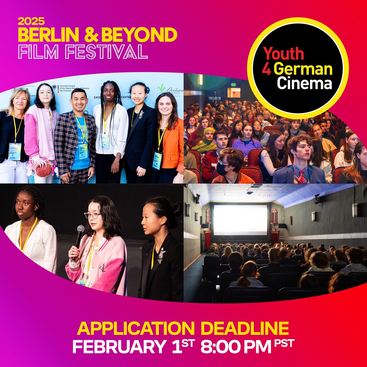 BerlinBeyond's tweet photo. 🤩✈️ 🌉📽️ Movie fans ages 14-18 in the US, Canada, Mexico, Central America, &amp; The Caribbean: APPLY for Youth 4 German Cinema. Be part of the youth jury at our 29th Berlin &amp; Beyond Film Festival San Francisco! 
🖊️ Deadline Feb. 1 at 8 PM Pacific: https://t.co/2s4YqwGVKU https://t.co/9QSqwQaIHr