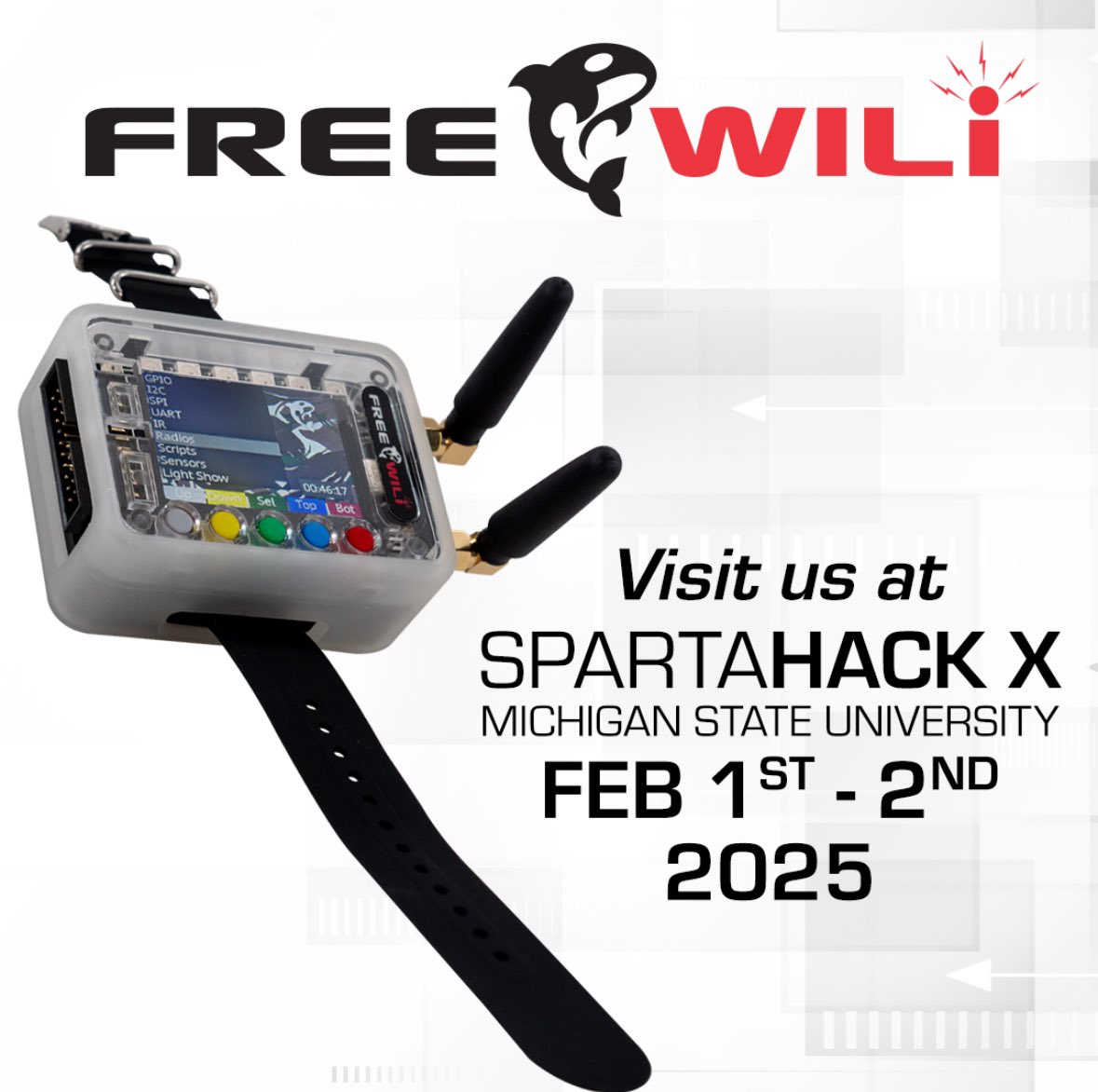 FREE_WiLi_'s tweet image. Join us at SpartaHacks from February 1st-2nd for an epic hackathon! Collaborate, create, and compete for a chance to win amazing prizes. Mentors, tools, and swag are all waiting for you!
#MLHacks #SpartahackX #Hackathon #FreeWiLi #Embedded #SpartansWill #Defcon #Hacking…