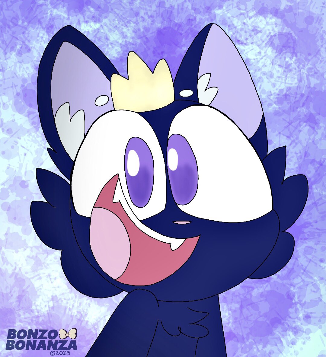 A happy <a href="/BlaqkCat_/">BlaqkCat 👑🍉 VTuber!</a> gift art! ⭐️👑