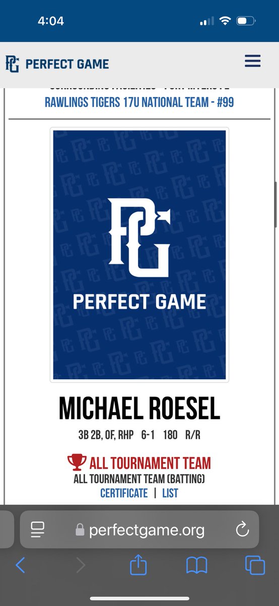 Grateful to be named to all tournament team at PG MLK Tournament. Thank you again to Rawlings Tigers National for the invite. (I was 12 in that photo 😂)
<a href="/PerfectGameUSA/">Perfect Game USA</a> <a href="/PG_Tourney/">Perfect Game Tournaments</a> <a href="/RecruitTigers/">Rawlings Tigers National Recruiting</a> <a href="/NationalTigers/">Rawlings Tigers National Team Program</a> <a href="/BUncommitted/">Baseball_Uncommitted</a>