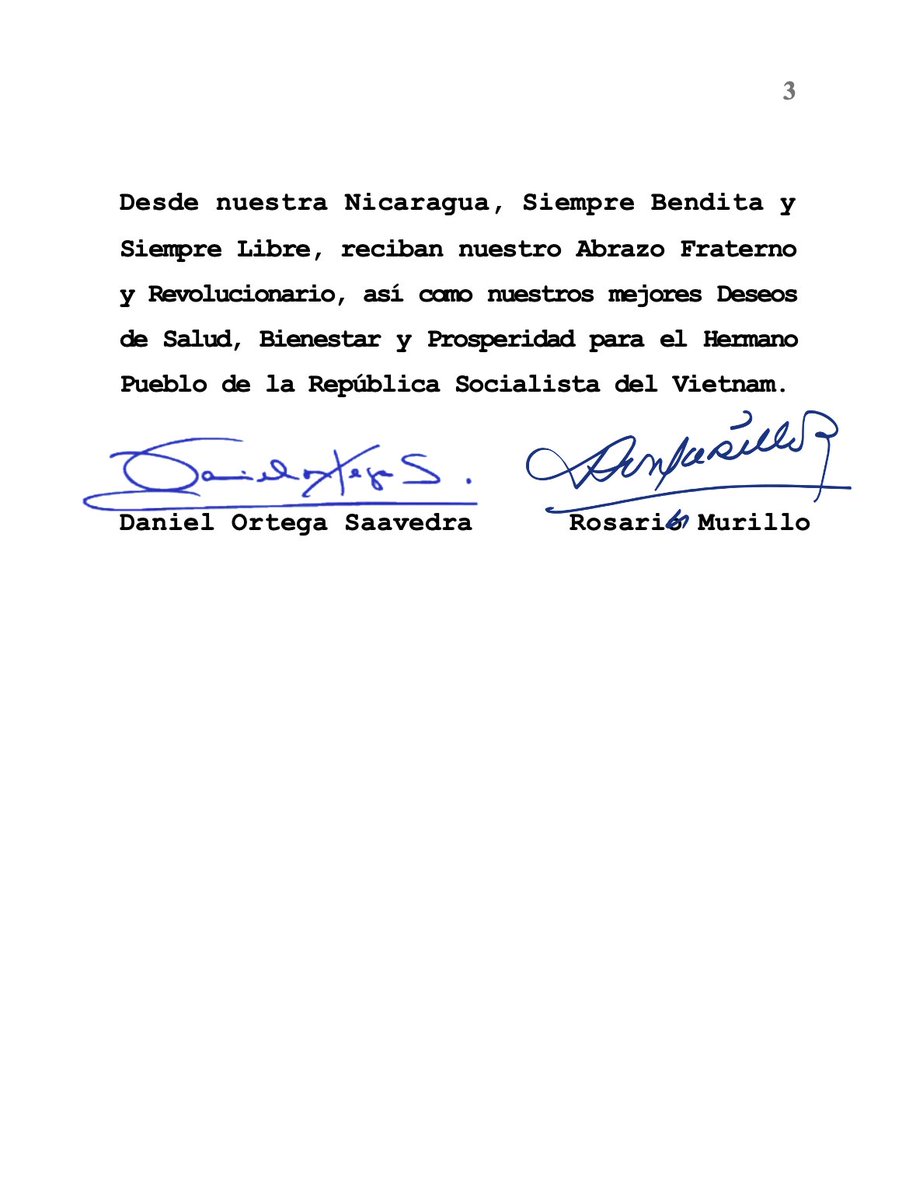 el19digital's tweet photo. #Mensaje de Saludo y Felicitación del Comandante Daniel, y la Compañera Rosario, al Compañero Lương Cường, Presidente de Vietnam, y al Compañero Tô Lâm, Secretario General del Partido Comunista, al celebrarse 95 Años de Fundación del Partido Comunista de Vietnam https://t.co/qH4gq9DMF6