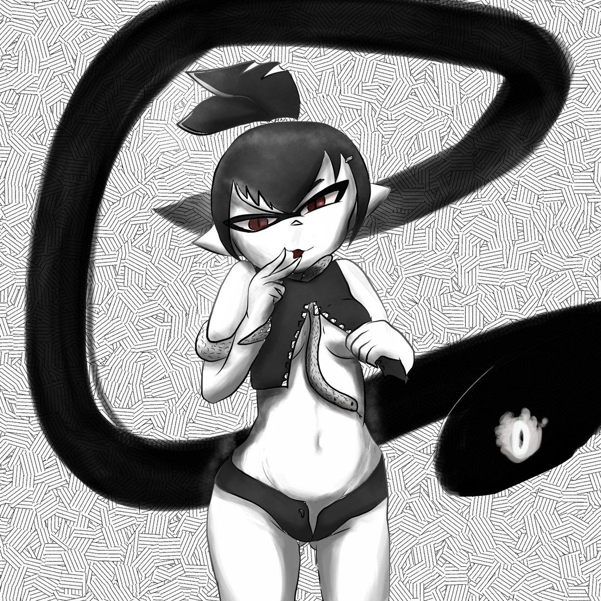 #今月描いた絵を晒そう
正月深夜に即興で描いたものと+α
リアルが忙しい中の気力で一時間半くらいで仕上げた。 