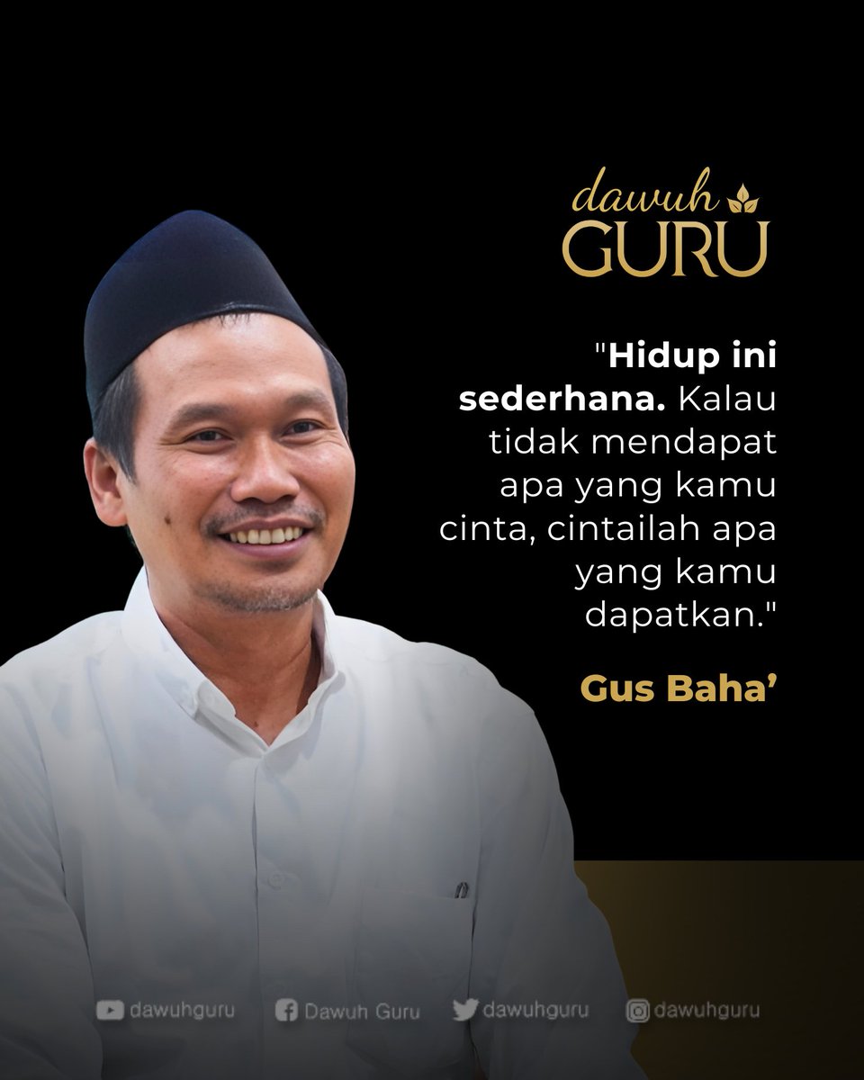 dawuhguru's tweet photo. "Hidup ini sederhana. Kalau tidak mendapat apa yang kamu cinta, cintailah apa yang kamu dapatkan."

Gus Baha'

@dawuhguru https://t.co/mowZPBfp5D