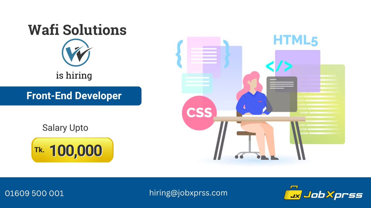 JobXprss's tweet photo. Wafi Solutions is looking for Front-End Software Engineer. It's a great team to work with industry experts and for the global clients to take your career to the next level.
Details can be found here: https://t.co/bCjkRqCVeo
Click to apply (Google Form): https://t.co/iZ2NpGqiAD https://t.co/Mzo2hYtpee