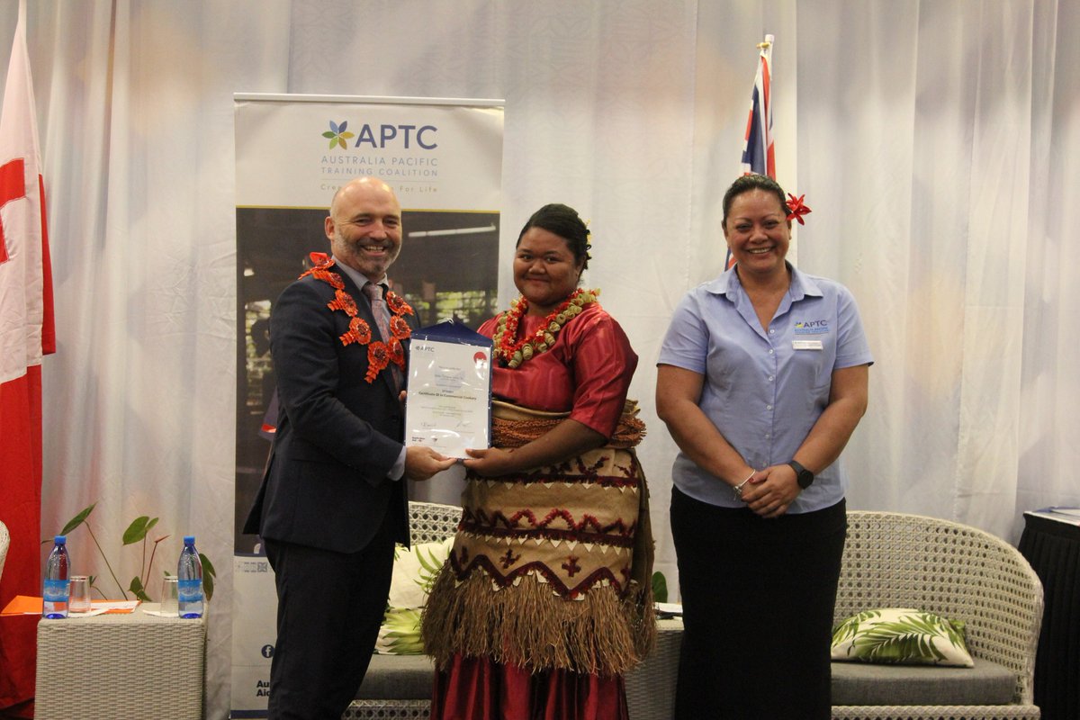 AustHCTonga's tweet photo. Yesterday we celebrated the achievements of 117 Tongans who have successfully completed 13 different courses. 

Australia is committed to supporting Tonga's priorities to enhance skills and education for economic growth and social development through the @aptcpacific https://t.co/BpbuSGNSbB