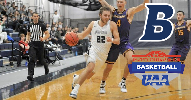 uaa_sports's tweet photo. This Day in the UAA, Jan. 19, 2020:

Brandeis men's basketball team got a last-second offensive rebound and put-back by senior Eric D'Aguanno as the Judges upset third-ranked Emory, 75-73, in Red Auerbach Arena. Nolan Hagerty led Brandeis with a career-high 21 points and pulled down 14 rebounds.