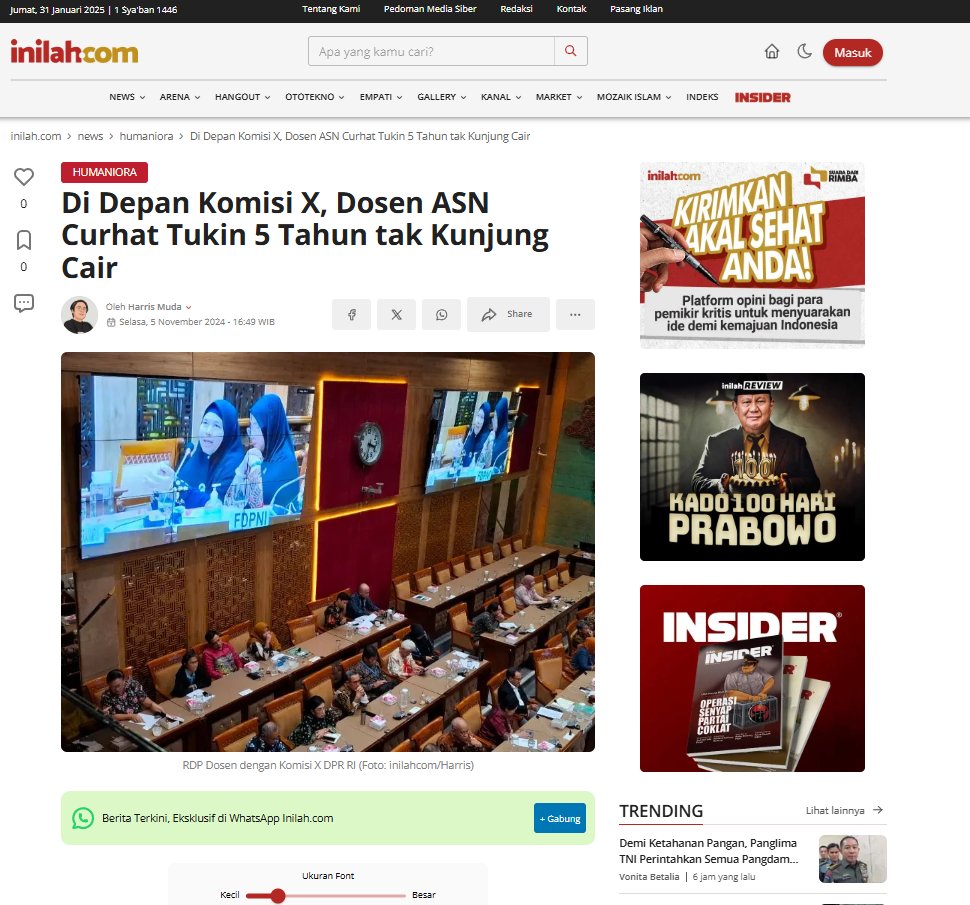 Ardianto Satriawan (@ardisatriawan) on Twitter photo Bu <a href="/FatimahFat88111/">Fatimah Fatimah</a> 🔥🔥🔥
Yang belum tahu, Bu Fatimah-lah yang bacain itu UU, Permen, Kepmen, bahwa sebenarnya Dosen ASN di bawah Dikti juga punya hak untuk menerima Tukin.
Beliau bersama Serikat Pekerja Kampus <a href="/pekerjakampus/">Serikat Pekerja Kampus</a> yang bilang ke Komisi X DPR RI bahwa, "Hak kami Bu <a href="/FatimahFat88111/">Fatimah Fatimah</a> 🔥🔥🔥
Yang belum tahu, Bu Fatimah-lah yang bacain itu UU, Permen, Kepmen, bahwa sebenarnya Dosen ASN di bawah Dikti juga punya hak untuk menerima Tukin.
Beliau bersama Serikat Pekerja Kampus <a href="/pekerjakampus/">Serikat Pekerja Kampus</a> yang bilang ke Komisi X DPR RI bahwa, "Hak kami