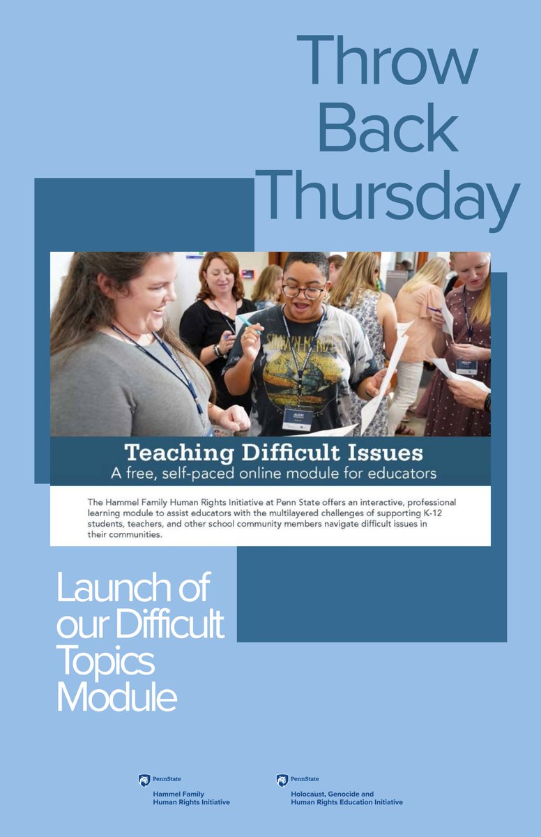 ✨ Throwback Thursday! ✨

✨ #ThrowbackThursday! ✨

A year ago, we launched our Teaching Difficult Issues module for educators! 🎉💡

Proud to support teachers in tackling tough topics with confidence &amp; care. Here’s to growth &amp; meaningful conversations! 🙌

#EmpoweringEducators