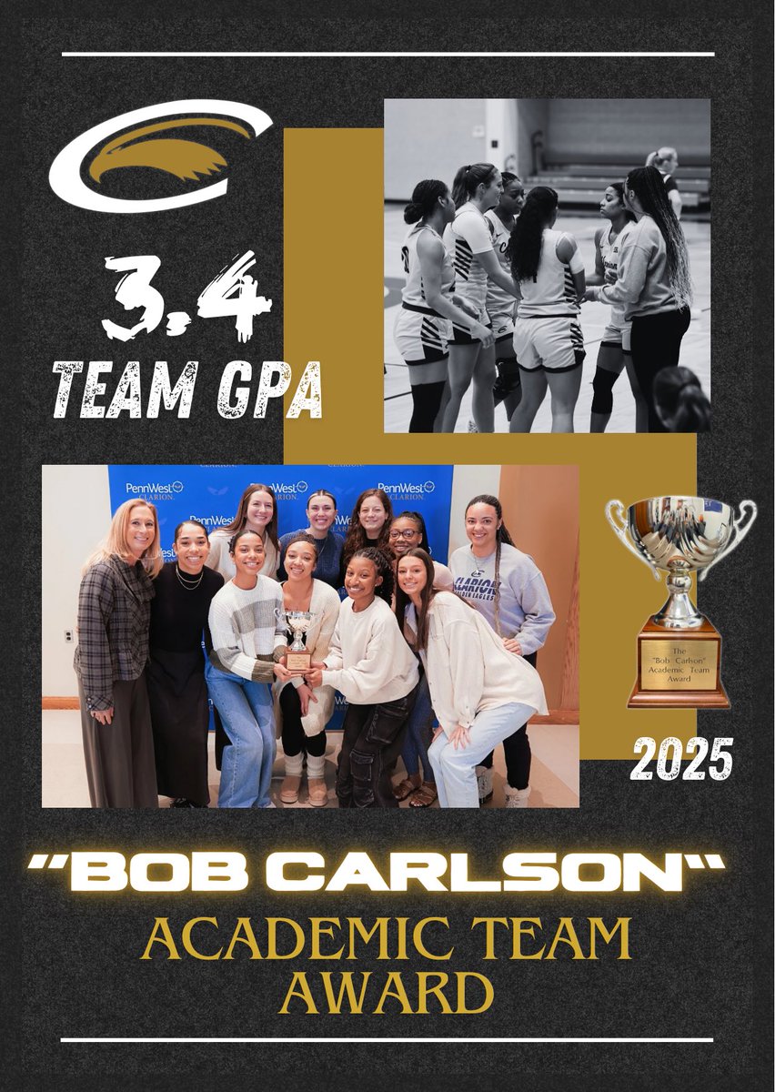 Taking care of business on the court and in the class room‼️

Congratulations to our ladies for earning the “Bob Carlson” Academic Team Award‼️

#workhard #playhard #studyharder #wbb #clarionuniversity #studentathlete #wingsup