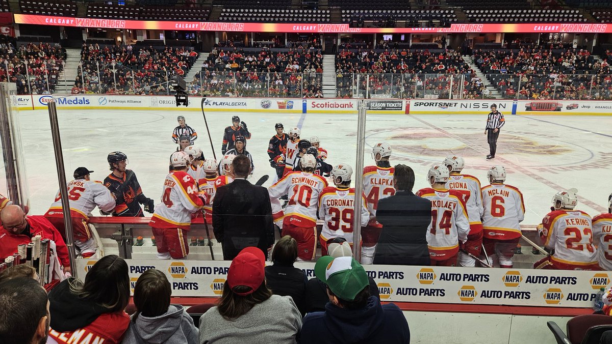 PStronge's tweet photo. My heart swells to bursting point when one of my beloved @AHLWranglers scores in a Flames uni.  Klapka and Coronato tonight, never gets old! https://t.co/RgrPCMUZbD