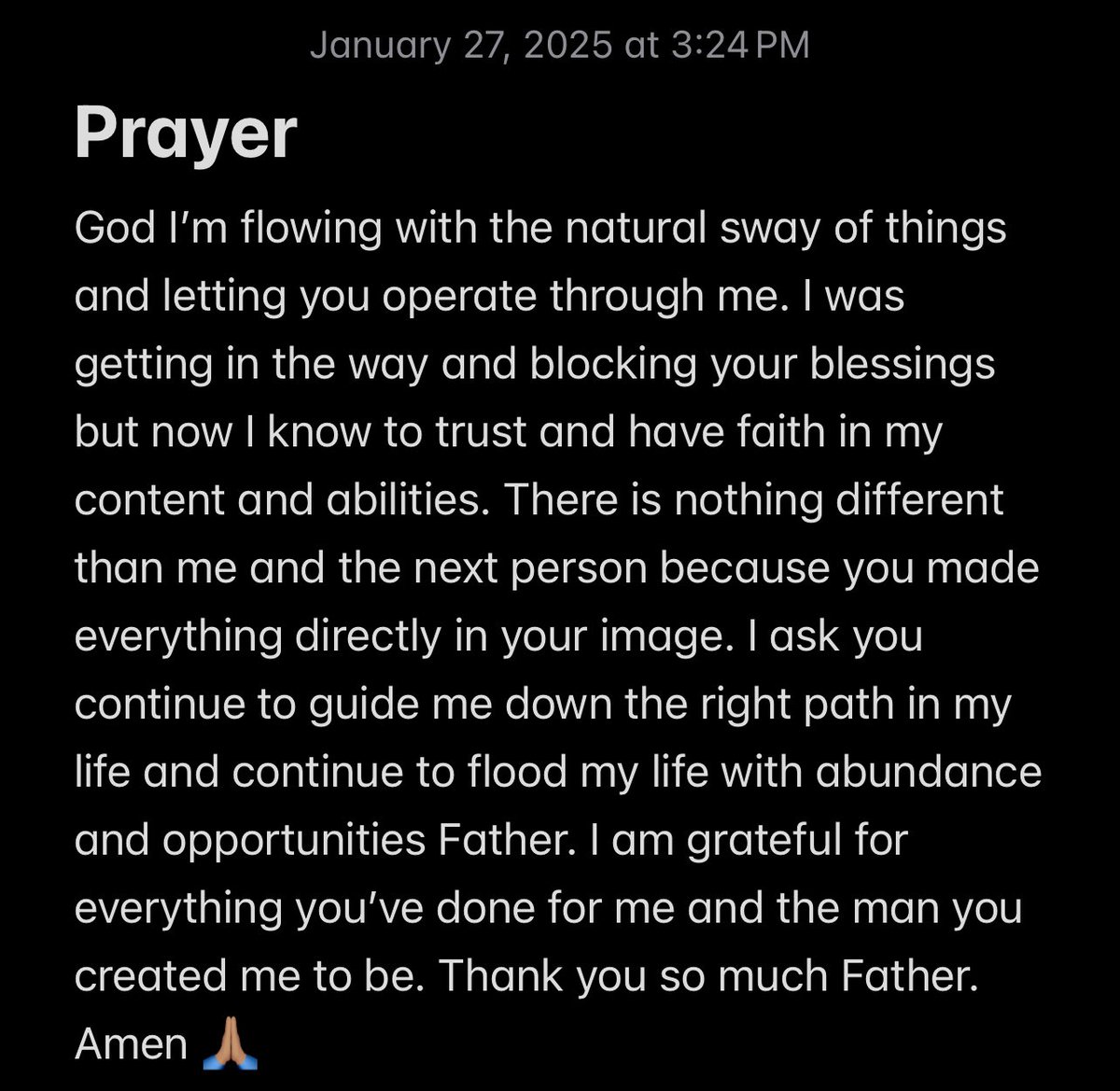 One thing I’ve learned is instead of forcing an outcome, put it in god’s hands and trust in yourself and the universe, and become that person who’s already there

The universe WANTS all of us to succeed, we just have to give thanks first, in order to receive