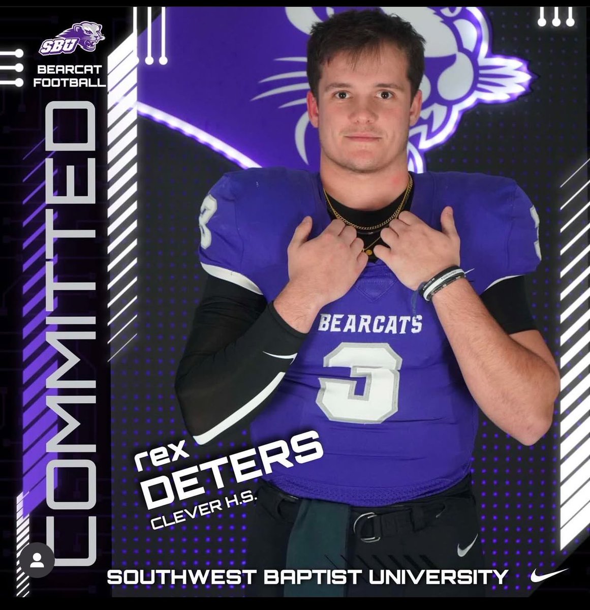 Rex Deters 2025 - QB/WR (@deters_rex) on Twitter photo I want to THANK god for the opportunity, as I am blessed to be able to play at the next level.
Thanks to my family, coaches and friends
<a href="/CoachTCurts/">Coach Curts</a>
<a href="/Coach_Claborn/">Coach Logan Claborn</a>
<a href="/Coach_Clardy/">Robert Clardy</a>
I’m excited to be a Bearcat!!!
@SBU_Football I want to THANK god for the opportunity, as I am blessed to be able to play at the next level.
Thanks to my family, coaches and friends
<a href="/CoachTCurts/">Coach Curts</a>
<a href="/Coach_Claborn/">Coach Logan Claborn</a>
<a href="/Coach_Clardy/">Robert Clardy</a>
I’m excited to be a Bearcat!!!
@SBU_Football