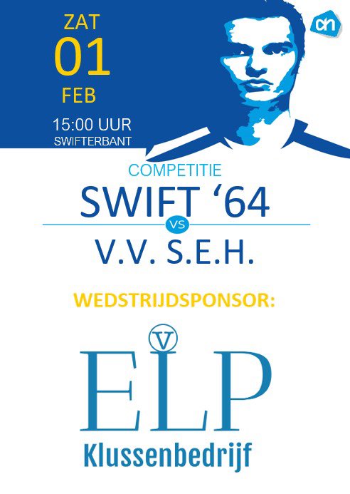 ⚪️⚪️MATCHDAY⚪️⚪️

COMPETITIEWEDSTRIJD:

⚽️ <a href="/Swift64voetbal/">Swift '64 ⚽️</a> - <a href="/vvSEH/">v.v. S.E.H. ⚽️</a> 
📆 01-02-2025
🕝 15:00
🏟 Sportcomplex Swift ‘64
📍 Swifterbant