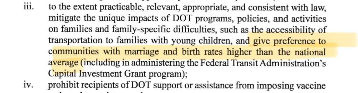 In a totally normal and not-alarming memo, Trump’s new transportation secretary directs staff to give preferential funding to “communities with marriage and birth rates higher than the national average” transportation.gov/briefing-room/…