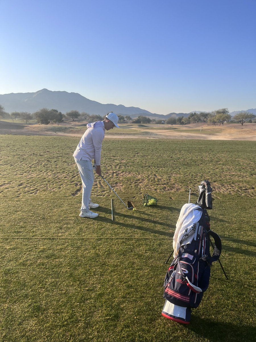 Before my season begins I flipped the script today - caddying for Liam in the Waste Management PreQ. He didn't quite qualify but he played great! By the way, caddying is no joke. I think I owe all my past caddies an apology. 😬