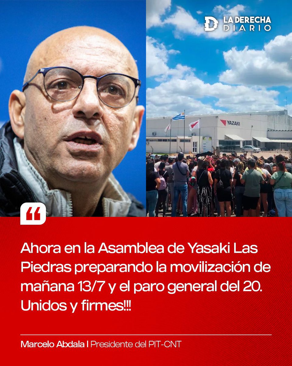 DerechaDiarioUY's tweet photo. 🇺🇾 | Abdala es responsable de que 1000 familias queden sin sustento.

El presidente del PIT-CNT encabezó más de 30 paros en la fábrica “Yazaki” que hoy anunció su cierre.

Desde 2020, en la fábrica se realizaba un paro por mes en promedio, con total impunidad. https://t.co/eCzOTWku5Q