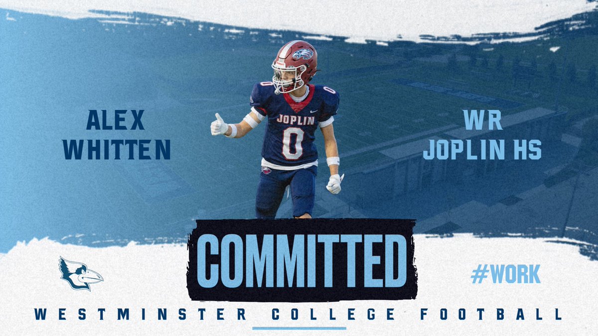Alex Whitten (@alexrwhitten17) on Twitter photo Committed ‼️
I am extremely blessed to anounce that I will be committing to <a href="/WESTMOFB/">Westminster College Football</a> to continue my academic and athletic career. Excited to be apart of the family!#WORK
<a href="/CoachKoustmer/">Coach Koustmer</a> <a href="/Coach_Butts/">Luke Butts</a> <a href="/BranCollins9/">Brandon Collins</a> <a href="/CoachKGRoberts/">Kendall Roberts</a> <a href="/PureZone49/">Curtis Jasper</a> <a href="/JoplinFootball/">Joplin Football</a> Committed ‼️
I am extremely blessed to anounce that I will be committing to <a href="/WESTMOFB/">Westminster College Football</a> to continue my academic and athletic career. Excited to be apart of the family!#WORK
<a href="/CoachKoustmer/">Coach Koustmer</a> <a href="/Coach_Butts/">Luke Butts</a> <a href="/BranCollins9/">Brandon Collins</a> <a href="/CoachKGRoberts/">Kendall Roberts</a> <a href="/PureZone49/">Curtis Jasper</a> <a href="/JoplinFootball/">Joplin Football</a>