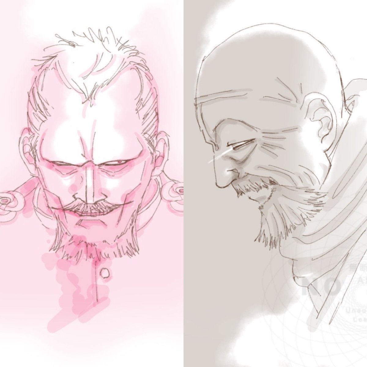 今月描いた絵　自分の中でピンクとグレーが流行ってた😄