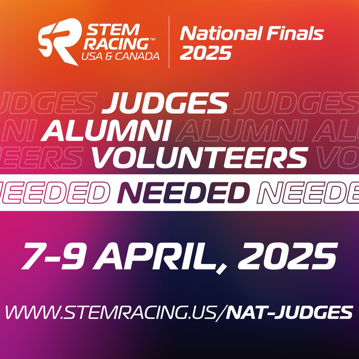 The best young minds in STEM &amp; racing are ready to compete at the National Finals, but we need judges of all experience levels to help make it happen! 🏁

Whether you're a STEM lover, a motorsports fan, or just want to be part of an incredible event, this is your chance to get in