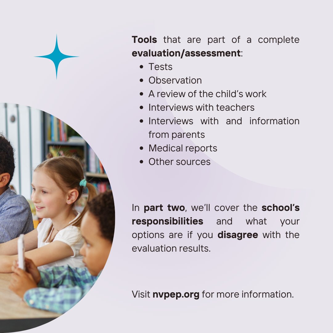 NevadaPEP's tweet image. Click through to learn about special education evaluations. 📚 Special Education can feel overwhelming, but understanding the basics is the first step toward empowerment. ✨ Visit nvpep.org to find more resources!

#IEPProcess #SpecialEducation #NevadaParents #IEP