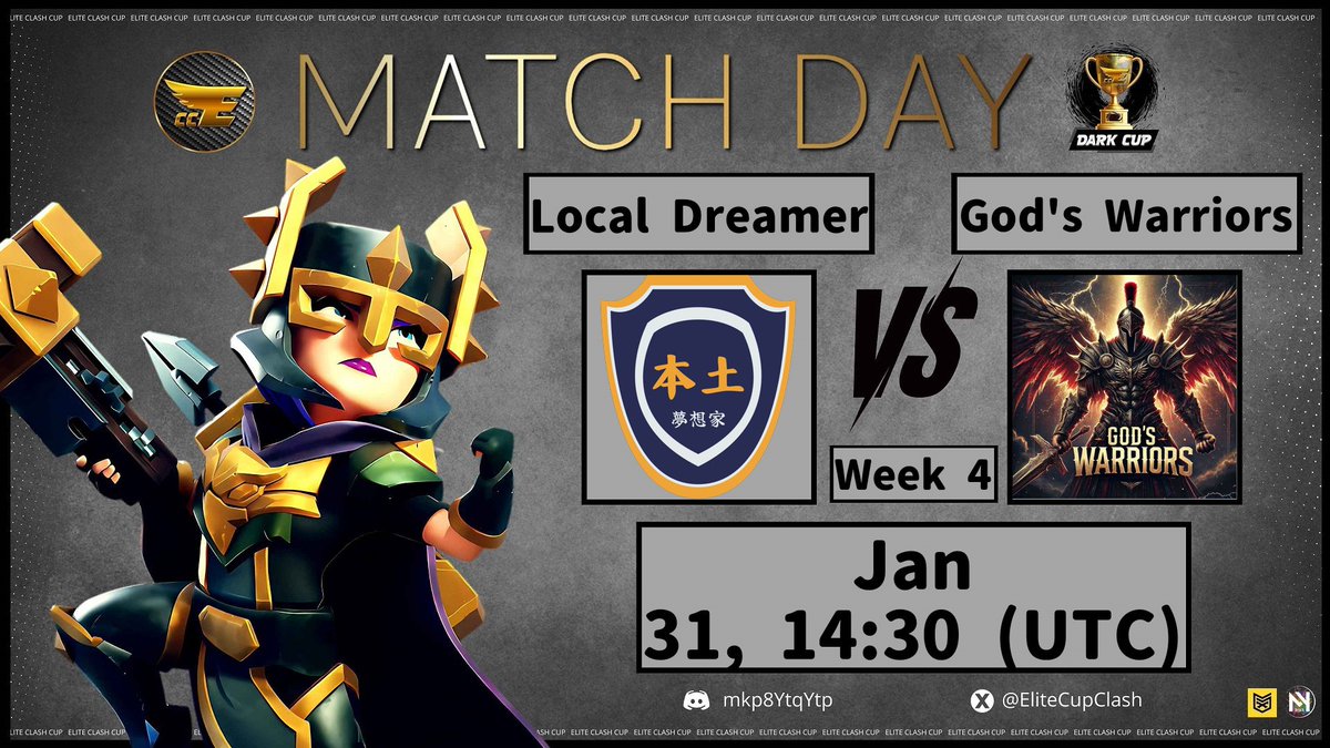 Hoy los dos equipos de god's ganan sus respectivas guerras. Mañana toca guerra de <a href="/EliteCupClash/">Elite Clash Cup</a> de 10v10.  Vamos con todo God's 💪🔥 
<a href="/Gods_familycoc/">GOD’S FAMILY</a> <a href="/GodsMaska/">God's⚡Maska</a> <a href="/killer_raincoc/">⚡️KILLER RAIN⚡️</a> <a href="/Rubbito077Gods/">Rubby077Coc</a>