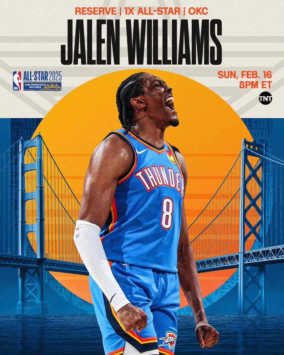 #NBAAllStar (@nbaallstar) on Twitter photo Making his 1st #NBAAllStar appearance... Jalen Williams of the <a href="/okcthunder/">OKC THUNDER</a>.
Drafted as the 12th pick in 2022 out of Santa Clara, <a href="/jdubwttp/">therealjalenwilliams</a> is averaging 21.1 PPG, 5.6 RPG, and 5.2 APG for the Thunder this season. Making his 1st #NBAAllStar appearance... Jalen Williams of the <a href="/okcthunder/">OKC THUNDER</a>.
Drafted as the 12th pick in 2022 out of Santa Clara, <a href="/jdubwttp/">therealjalenwilliams</a> is averaging 21.1 PPG, 5.6 RPG, and 5.2 APG for the Thunder this season.