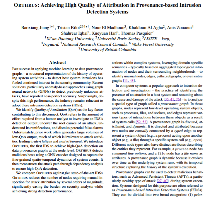 tfjmp's tweet image. Our paper on provenance-based intrusion detection has been accepted at USENIX Security 2025!
📄 Preprint: tfjmp.org/publications/2…
🛠️ Artifacts: github.com/ubc-provenance…
#CyberSecurity #IntrusionDetection @USENIXSecurity @UBC_CS