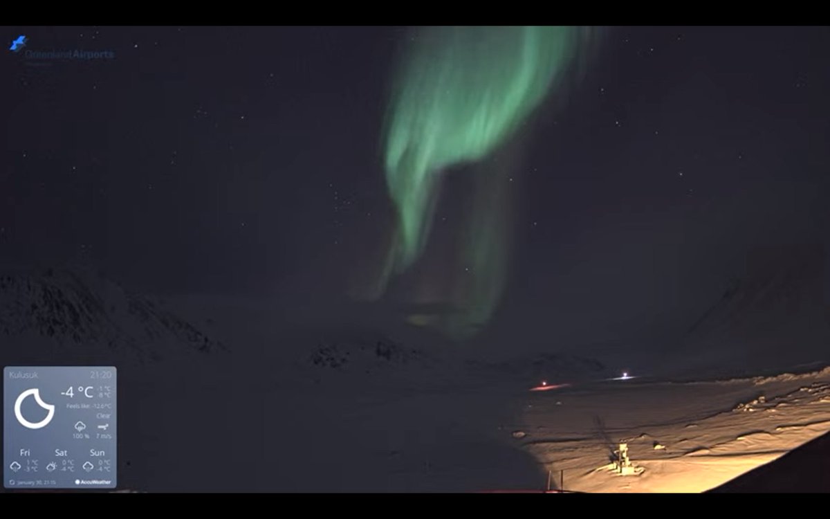 OtaruPhantom's tweet photo. 今日、1月31日 #デンマーク #Greenland #Kulusuk(北緯65度34分)cam1 Eastのライブカメラで #オーロラ を確認。いつもより青みが強い #緑色オーロラ が出現。美しい!新たなSNS #bluesky(https://t.co/1HIcdTIlCc)もよろしく! URL: https://t.co/SCneT9yA7Z #northernlights #aurora #Auroraborealis https://t.co/n2mGkpOnxq