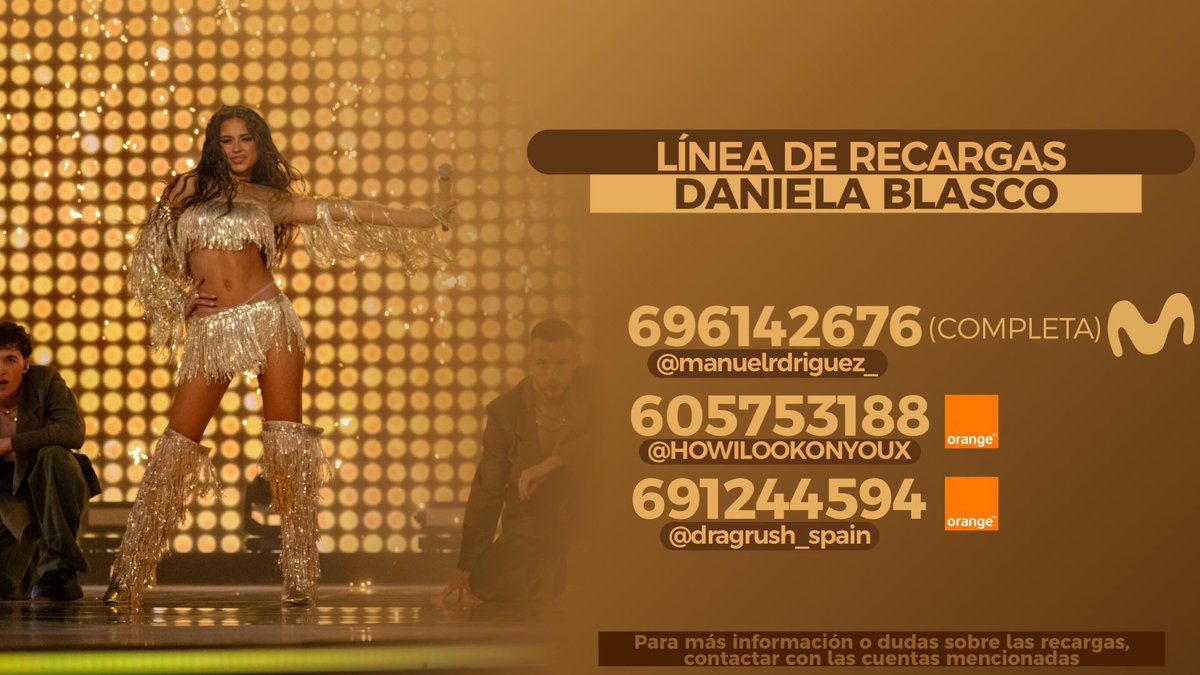 joanneaalto's tweet image. Quieres llevar a DANIELA BLASCO a Eurovision? 🏆

estas son las LÍNEAS DE RECARGA para la gran final del sábado 1 de febrero!