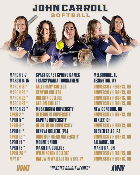NEW ERA

JCU Softball 2025 game schedule is here - We'd love to see you at some games this spring!
