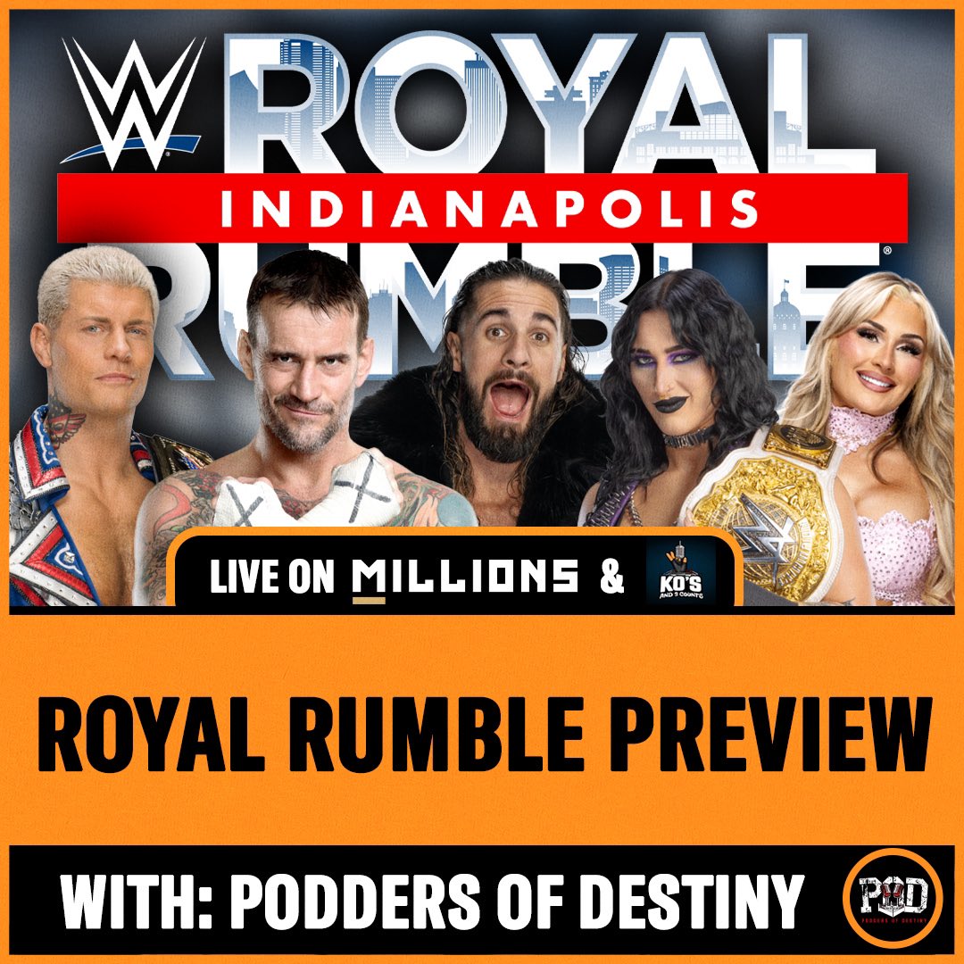 ko3cpod's tweet photo. LETS GET READY TO RUMBLE ! 

Tonight at 9pm E we are joined by @Brasshole81 and @IamAntP of @Podsofdestiny to talk #RoyalRumble  ! 
Also available on @BodyslamNet and @millionsdotco 
#WWE https://t.co/GyCrCSyVaf