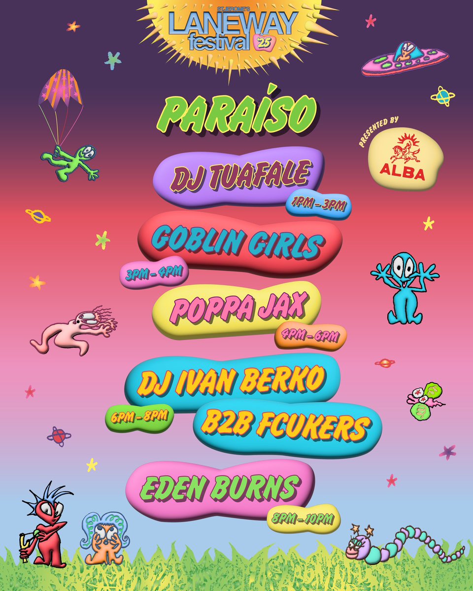 We’re not done yet! Introducing Paraíso, brought to you by @drinkalba 🏝️

Expanding on an already stacked lineup, Paraíso will feature a host of local and international DJ talent, including Eden Burns, Poppa Jax, DJ Tuafale and a B2B set from Fcukers &amp; DJ Ivan Berko. 🥳