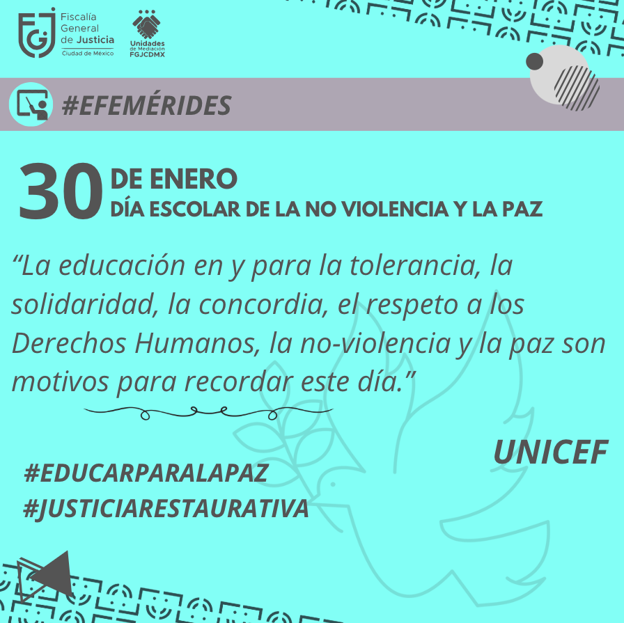 🌍🕊️ Educar para la paz es construir un futuro sin violencia. En el #DíaEscolarDeLaNoViolenciaYLaPaz, las Unidades de Mediación recuerdan la importancia de fomentar el diálogo, la tolerancia y el respeto. 💙 #Paz #Mediación #CulturaDePaz