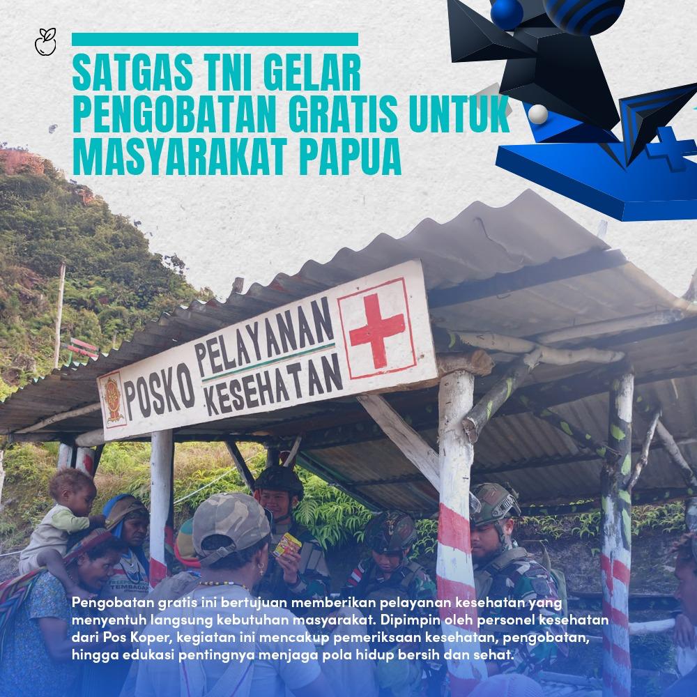 Kepedulian kesehatan masyarakat ditunjukkan oleh Satgas TNI dengan mengadakan pengobatan gratis di Papua . Masyarakat juga mengapresiasi dengan pelayanan kesehatan yang diberikan oleh prajurit TNI.

Abidzar Herpes Garnacho Serene Buki 1000 UMKM #GISELLE_TOXIC