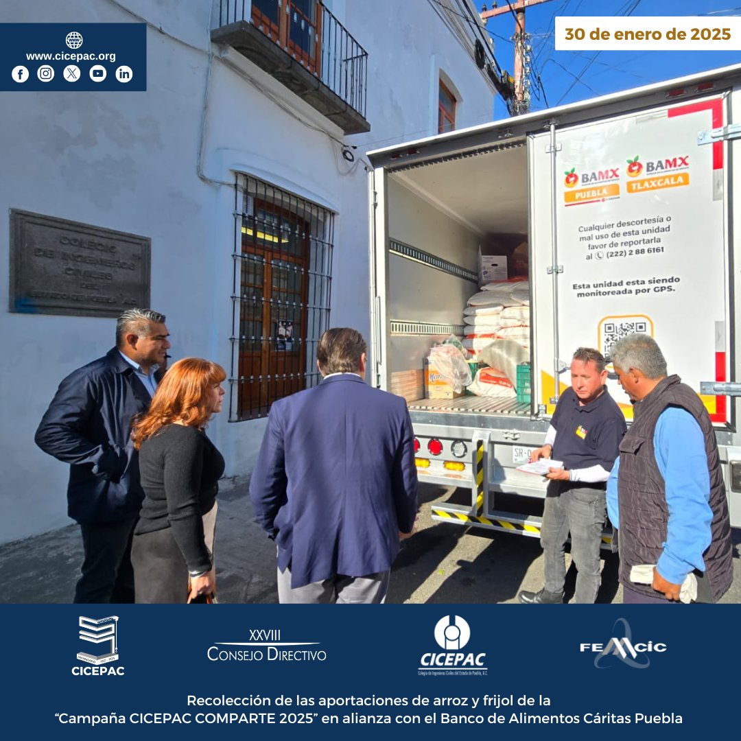 cicepac's tweet image. Recolección de las aportaciones de arroz y frijol de la “Campaña CICEPAC COMPARTE 2025” en alianza con el @BAMXPuebla

#CICEPAC #BAMX #CÁRITAS #arroz #frijol #ingenieríacivil #Puebla