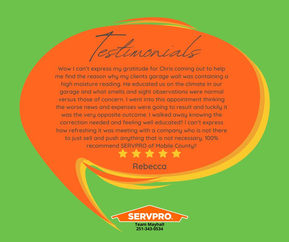 ServproMobile's tweet photo. We’re so glad we could provide clarity and peace of mind during your inspection. We believe in honesty and education. Whether it's water damage, mold concerns, or just expert advice, we’re here to help with integrity and expertise. 
#SERVPROMobileCounty #HonestService #HereToHelp https://t.co/khb9Jo9EUb