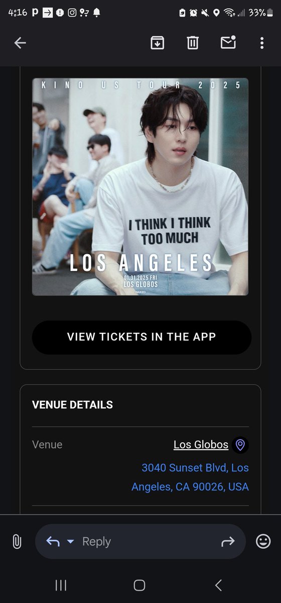 WTS Kino LA GA concert ticket 1/31/25. Something came up at work so I can't go anymore 🥺. Paid $74.16, sell for $45. Need your phone number to transfer on Dice ticketing app. Serious inquiries only. 

#kino #키노 #kpopwts