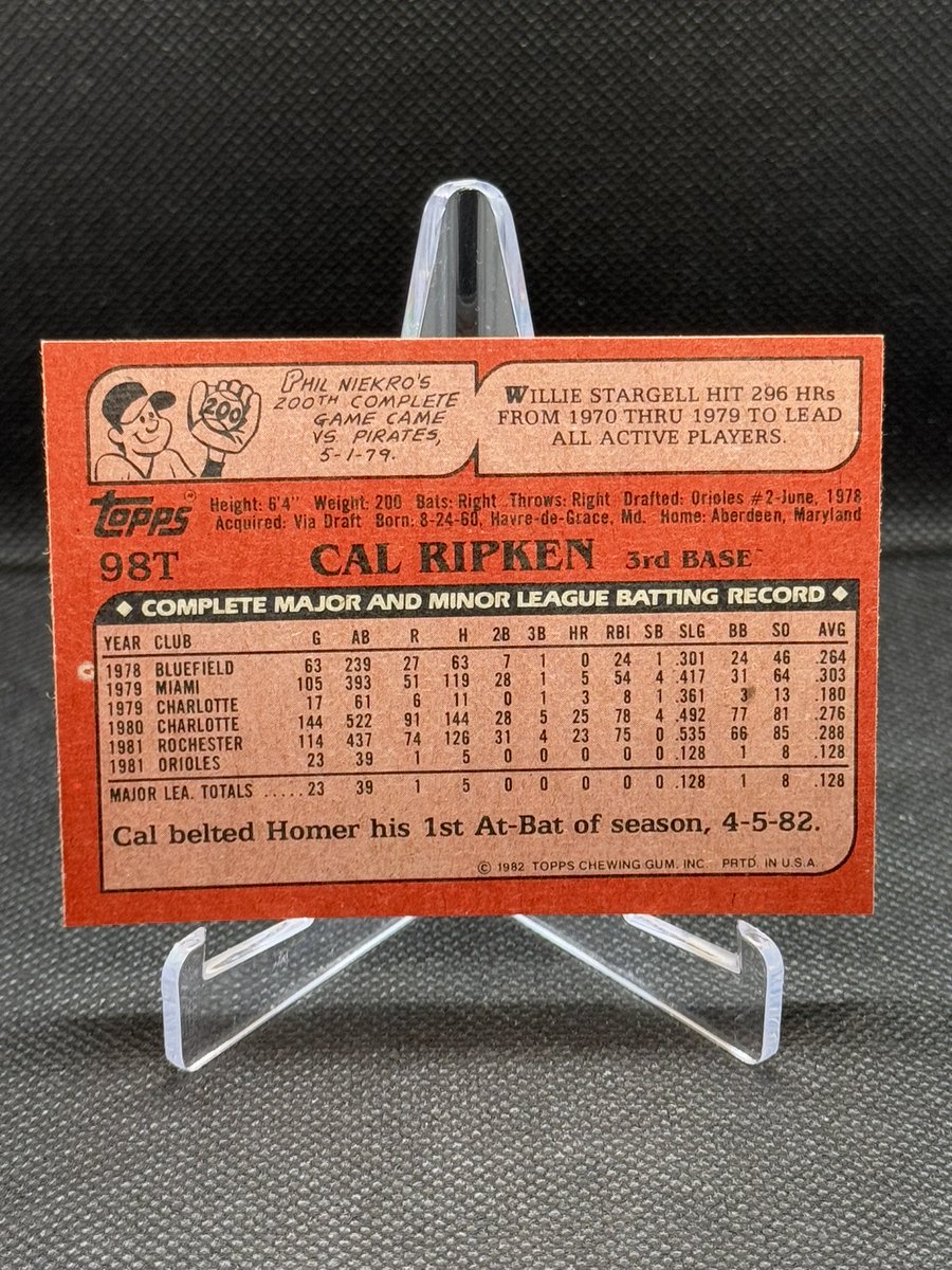 tw804's tweet photo. Topps Flagship Baseball Card of the Day: 1982 Topps Traded #98T Cal Ripken Jr.

Part of my 1982 Topps Traded set build (132/132, 100%) https://t.co/oBFe7Jbjjj