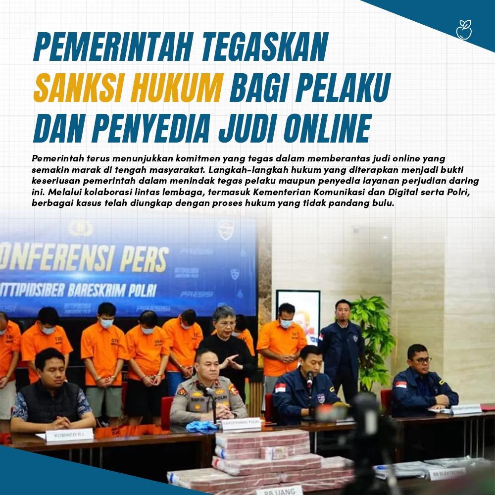 Pemerintah tegaskan sanksi hukum bagi pelaku dan penyedia 7udi 0nline. Langkah hukum yang diterapkan menjadi bukti keseriusan pemerintah menindak tegas pelaku sekaligus penyedia layanan perjudian.

#PrabowoMementingkanRakyat
Abidzar Herpes  #GISELLE_TOXIC