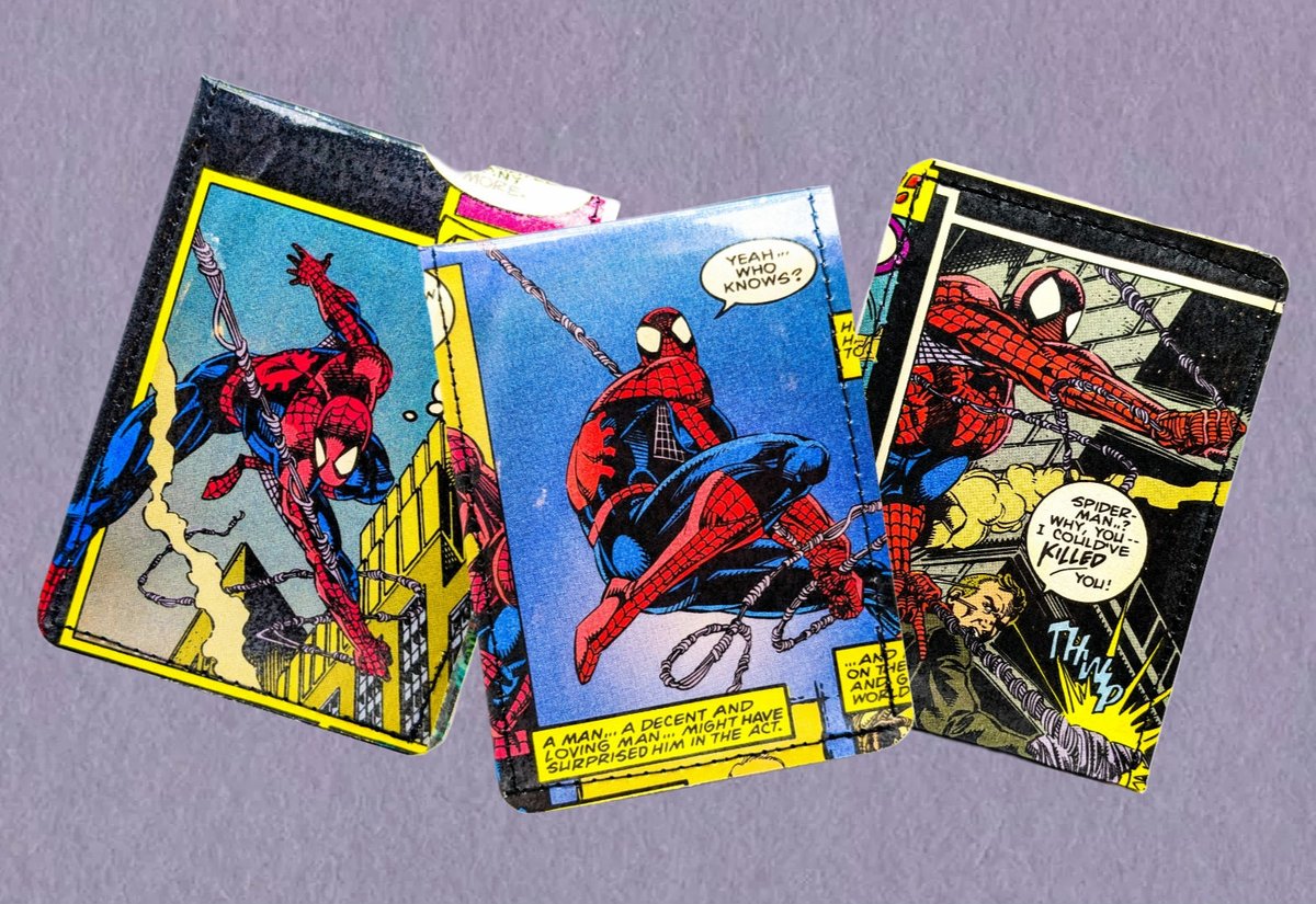 DuctTuff's tweet photo. Don't mess with Spidey!
New vintage Spider-Man wallets at https://t.co/dDNQErdgQL
#Etsy #DuctTuff #ComicBookWallets #Comics #ComicBooks #Marvel #MarvelComics #spiderman #vintage #VintageComics https://t.co/eiSfGRMyEe