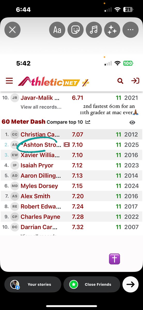 ac_strobridge11's tweet photo. First place in my heat; new pr. 2nd fastest 60m for a junior at McNamara!✝️ https://t.co/K7RBA5Sja5