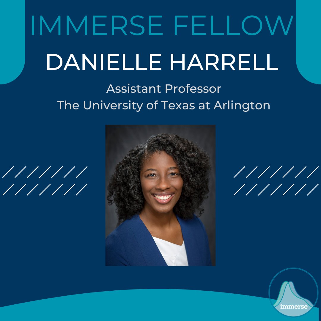 ✨ IMMERSE FELLOW SPOTLIGHT! 📷
Dr. Harrell explores social-ecological factors affecting mental health and academic performance in disadvantaged youth of color. Her current research examines class membership of school connectedness and suicide risk among Black adolescents.